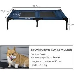 PawHut Lit Sur Pieds XXL Pour Chien Chat Lit De Camp Animal Lit Surélevé Tissu Oxford Textilène Micro-perforé 92L X 76l X 18H Cm Bleu Marine - Bleu 7 PawHut Lit Sur Pieds XXL Pour Chien Chat Lit De Camp Animal Lit Surélevé Tissu Oxford Textilène Micro-perforé 92L X 76l X 18H Cm Bleu Marine - Bleu -PawHut Soldes Boutique 25009411 3