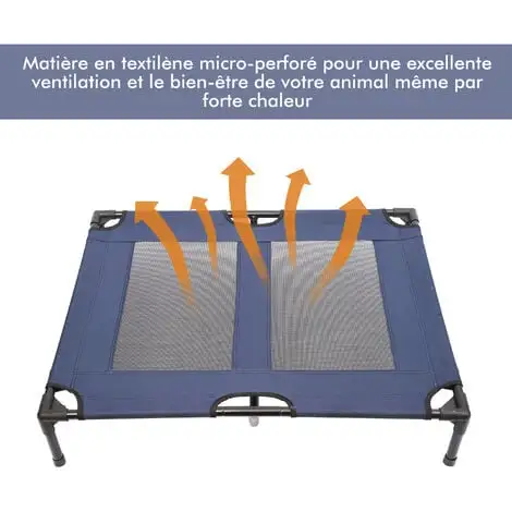PawHut Lit Sur Pieds XXL Pour Chien Chat Lit De Camp Animal Lit Surélevé Tissu Oxford Textilène Micro-perforé 92L X 76l X 18H Cm Bleu Marine - Bleu 5 PawHut Lit Sur Pieds XXL Pour Chien Chat Lit De Camp Animal Lit Surélevé Tissu Oxford Textilène Micro-perforé 92L X 76l X 18H Cm Bleu Marine - Bleu – Image 5