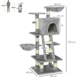 PawHut Arbre à Chats Multi-équipements Griffoirs Grattoirs Niche Plateformes + échelle + Hamacs + Boule Suspendue Gris - Gris 7 PawHut Arbre à Chats Multi-équipements Griffoirs Grattoirs Niche Plateformes + échelle + Hamacs + Boule Suspendue Gris - Gris -PawHut Soldes Boutique 25009430 3