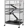 PawHut Cage Pour Rongeurs Multifonction 4 Plateformes 3 Rampes 4 Portes Dim. 80L X 52l X 128H Cm Métal Gris Argenté Noir - Gris