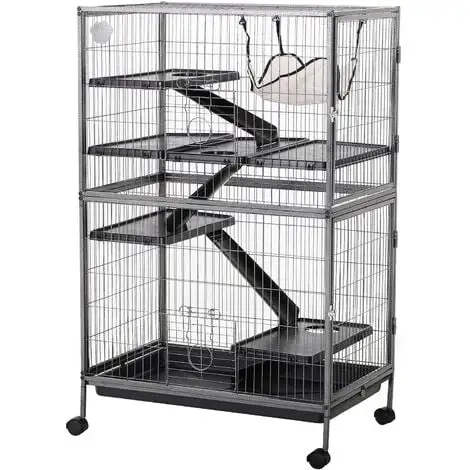 PawHut Cage Pour Rongeurs Multifonction 4 Plateformes 3 Rampes 4 Portes Dim. 80L X 52l X 128H Cm Métal Gris Argenté Noir - Gris 1 PawHut Cage Pour Rongeurs Multifonction 4 Plateformes 3 Rampes 4 Portes Dim. 80L X 52l X 128H Cm Métal Gris Argenté Noir - Gris