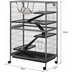 PawHut Cage Pour Rongeurs Multifonction 4 Plateformes 3 Rampes 4 Portes Dim. 80L X 52l X 128H Cm Métal Gris Argenté Noir - Gris 7 PawHut Cage Pour Rongeurs Multifonction 4 Plateformes 3 Rampes 4 Portes Dim. 80L X 52l X 128H Cm Métal Gris Argenté Noir - Gris -PawHut Soldes Boutique 25009450 3