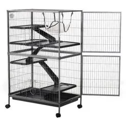 PawHut Cage Pour Rongeurs Multifonction 4 Plateformes 3 Rampes 4 Portes Dim. 80L X 52l X 128H Cm Métal Gris Argenté Noir - Gris 8 PawHut Cage Pour Rongeurs Multifonction 4 Plateformes 3 Rampes 4 Portes Dim. 80L X 52l X 128H Cm Métal Gris Argenté Noir - Gris -PawHut Soldes Boutique 25009450 4