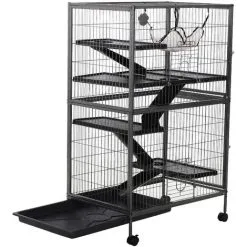 PawHut Cage Pour Rongeurs Multifonction 4 Plateformes 3 Rampes 4 Portes Dim. 80L X 52l X 128H Cm Métal Gris Argenté Noir - Gris 9 PawHut Cage Pour Rongeurs Multifonction 4 Plateformes 3 Rampes 4 Portes Dim. 80L X 52l X 128H Cm Métal Gris Argenté Noir - Gris -PawHut Soldes Boutique 25009450 5