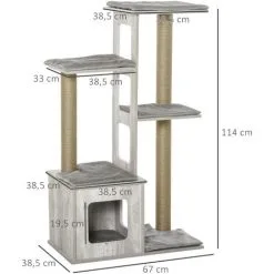 PawHut Arbre à Chats Design Contemporain Griffoirs Grattoirs Sisal Naturel Niche Plate-formes 6 Coussins MDF Bois Gris - Gris 7 PawHut Arbre à Chats Design Contemporain Griffoirs Grattoirs Sisal Naturel Niche Plate-formes 6 Coussins MDF Bois Gris - Gris -PawHut Soldes Boutique 27642339 3