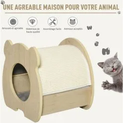 PawHut Maison Pour Chat Design - Niche Chat Panier Chat - Coussin, Grattoir Amovibles Sisal Naturel Inclus - MDF Bois Beige Clair 8 PawHut Maison Pour Chat Design - Niche Chat Panier Chat - Coussin, Grattoir Amovibles Sisal Naturel Inclus - MDF Bois Beige Clair -PawHut Soldes Boutique 27642345 4