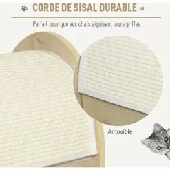 PawHut Maison Pour Chat Design - Niche Chat Panier Chat - Coussin, Grattoir Amovibles Sisal Naturel Inclus - MDF Bois Beige Clair 9 PawHut Maison Pour Chat Design - Niche Chat Panier Chat - Coussin, Grattoir Amovibles Sisal Naturel Inclus - MDF Bois Beige Clair -PawHut Soldes Boutique 27642345 5