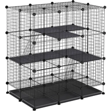 PawHut Cage Parc Enclos Rongeurs Modulable Dim. L 111 X L 75 X H 119 Cm 3 Niveaux 4 Portes Fil Métallique Noir 1 PawHut Cage Parc Enclos Rongeurs Modulable Dim. L 111 X L 75 X H 119 Cm 3 Niveaux 4 Portes Fil Métallique Noir