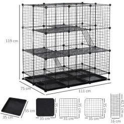 PawHut Cage Parc Enclos Rongeurs Modulable Dim. L 111 X L 75 X H 119 Cm 3 Niveaux 4 Portes Fil Métallique Noir 7 PawHut Cage Parc Enclos Rongeurs Modulable Dim. L 111 X L 75 X H 119 Cm 3 Niveaux 4 Portes Fil Métallique Noir -PawHut Soldes Boutique 27944500 3