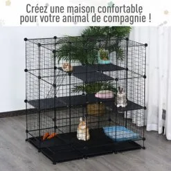 PawHut Cage Parc Enclos Rongeurs Modulable Dim. L 111 X L 75 X H 119 Cm 3 Niveaux 4 Portes Fil Métallique Noir 8 PawHut Cage Parc Enclos Rongeurs Modulable Dim. L 111 X L 75 X H 119 Cm 3 Niveaux 4 Portes Fil Métallique Noir -PawHut Soldes Boutique 27944500 4