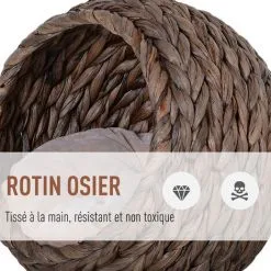 PawHut Panier Chat Lit Chat Cosy Grand Confort Dim. 42L X 33l X 52H Cm Coloris Gris Coussin Moelleux Beige Inclus - Gris -PawHut Soldes Boutique 28362614 4