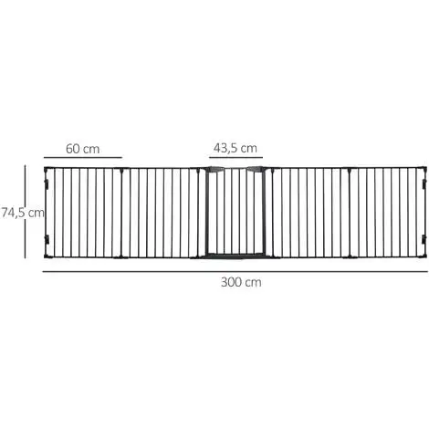 PawHut Barrière De Sécurité Parc Enclos Chien Modulable Pliable Porte Verrouillable Intégrée 5 Panneaux En Métal 300L Max. X 74,5H Cm Métal PP Noir - Noir 3 PawHut Barrière De Sécurité Parc Enclos Chien Modulable Pliable Porte Verrouillable Intégrée 5 Panneaux En Métal 300L Max. X 74,5H Cm Métal PP Noir - Noir – Image 3