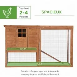 PawHut Poulailler Cottage Cage à Poules Sur Pied Dim. 168L X 110l X 101H Cm Multi-équipement Bois Sapin Lasuré - Marron -PawHut Soldes Boutique 28603504 4