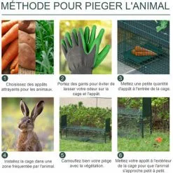 PawHut Piège De Capture Pour Petits Animaux Type Lapin Rat - 2 Entrées + Poignée - Dim. 100L X 25l X 28H Cm - Métal Vert - Vert -PawHut Soldes Boutique 28719077 5