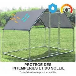 PawHut Enclos Poulailler Chenil 5,32 M² - Parc Grillagé Dim. 2,8L X 1,9l X 1,95H M - Poulailler Chenil Entièrement Couvert - Acier Galvanisé 8 PawHut Enclos Poulailler Chenil 5,32 M² - Parc Grillagé Dim. 2,8L X 1,9l X 1,95H M - Poulailler Chenil Entièrement Couvert - Acier Galvanisé -PawHut Soldes Boutique 28998844 4