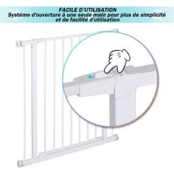 PawHut Barrière De Sécurité Longueur Réglable Dim. 76-82l X 76H Cm Sans Perçage Métal Plastique Blanc -PawHut Soldes Boutique 29043874 5