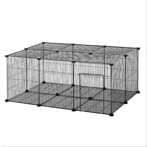 PawHut Cage Parc Enclos Rongeurs Modulable Dim. L 105 X L 70 X H 45 Cm 1 Porte Fil Métallique Noir -PawHut Soldes Boutique 29361223 1
