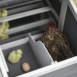 PawHut Poulailler Cottage Cage à Poules Surélevé Dim. 176L X 65l X 100H Cm Multi-équipement Toit Bitumé Noir Bois Sapin Gris Blanc - Gris -PawHut Soldes Boutique 30202374 4