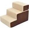 PawHut Escalier Pour Chien Animaux Rampe 2/3 Marches Déhoussable Dim. 54L X 40l X 39H Cm Mousse Haute Densité Tissu Peluche Courte Marron Crème - Marron -PawHut Soldes Boutique 31121140 1