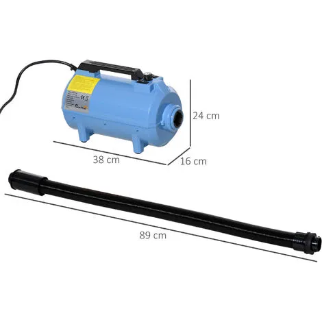 PawHut Séchoir Sèche-poils Toilettage Pour Chien Chat Animaux 2200 W - Température Vitesse Réglable - 3 Embouts - Bleu 3 PawHut Séchoir Sèche-poils Toilettage Pour Chien Chat Animaux 2200 W - Température Vitesse Réglable - 3 Embouts - Bleu – Image 3