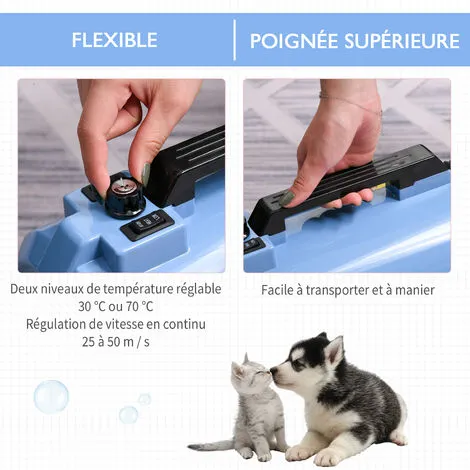 PawHut Séchoir Sèche-poils Toilettage Pour Chien Chat Animaux 2200 W - Température Vitesse Réglable - 3 Embouts - Bleu 4 PawHut Séchoir Sèche-poils Toilettage Pour Chien Chat Animaux 2200 W - Température Vitesse Réglable - 3 Embouts - Bleu – Image 4