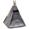 PawHut Tente Tipi Pour Animaux - Teepee Chat Ou Chien - Coussin épais Grand Confort Inclus - Structure Bois De Pin Feutre Peluche PV Gris -PawHut Soldes Boutique 33749251 1