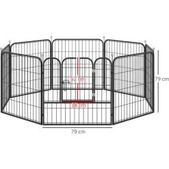 PawHut Luxe Parc Enclos Modulable Pour Chien 8 Panneaux Porte Verrouillable Acier époxy Noir - Noir -PawHut Soldes Boutique 33905041 3