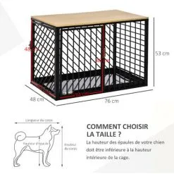 PawHut Cage Pour Chien Animaux Dim. 76L X 48l X 53H Cm 2 Portes Verrouillables Métal Panneau Multicouche Chêne Clair - Noir -PawHut Soldes Boutique 36988693 3