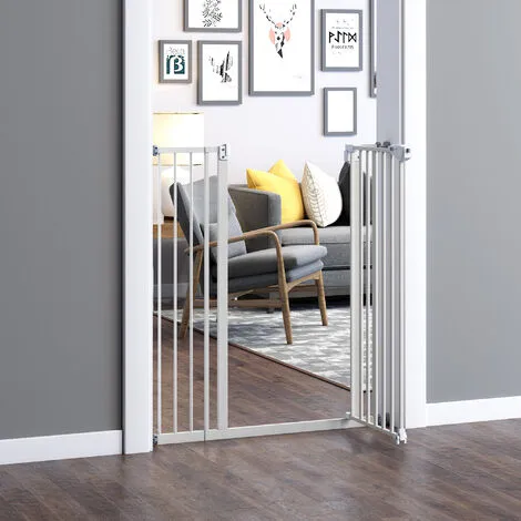 PawHut Barrière De Sécurité Longueur Réglable Dim. 74-84 Cm Ou 92-102 Cm Sans Perçage Métal Plastique Blanc 2 PawHut Barrière De Sécurité Longueur Réglable Dim. 74-84 Cm Ou 92-102 Cm Sans Perçage Métal Plastique Blanc – Image 2