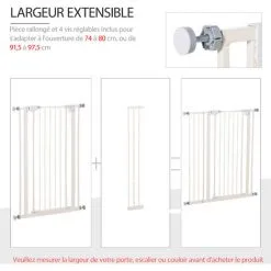 PawHut Barrière De Sécurité Longueur Réglable Dim. 74-84 Cm Ou 92-102 Cm Sans Perçage Métal Plastique Blanc 8 PawHut Barrière De Sécurité Longueur Réglable Dim. 74-84 Cm Ou 92-102 Cm Sans Perçage Métal Plastique Blanc -PawHut Soldes Boutique 37149291 4