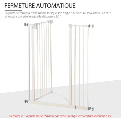 PawHut Barrière De Sécurité Longueur Réglable Dim. 74-84 Cm Ou 92-102 Cm Sans Perçage Métal Plastique Blanc 5 PawHut Barrière De Sécurité Longueur Réglable Dim. 74-84 Cm Ou 92-102 Cm Sans Perçage Métal Plastique Blanc – Image 5