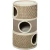 PawHut Arbre à Chat Cylindrique - Tour à Griffer Pour Chat - Arbre à Chat Tour - Tonneau Griffoir - 3 Niches + Plateforme - Sisal Corde D'algues Beige