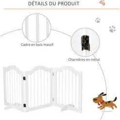 PawHut Barrière Modulable Pliable Barrière De Sécurité 154,5L X 61H Cm MDF Blanc - Blanc -PawHut Soldes Boutique 37325978 5