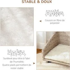 PawHut Canapé Chien Chat Style Cosy Chic Avec Coussin Aspect Fourrure Blanc - Dim. 70L X 40l X 37H Cm - Résine Tressée Beige 8 PawHut Canapé Chien Chat Style Cosy Chic Avec Coussin Aspect Fourrure Blanc - Dim. 70L X 40l X 37H Cm - Résine Tressée Beige -PawHut Soldes Boutique 37865188 4