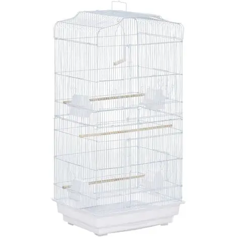 PawHut Cage à Oiseaux Volière Avec Mangeoires Perchoirs Plateau Amovible 2 Portes Dim. 46,5L X 35,5l X 92H Cm Métal Blanc - Blanc 1 PawHut Cage à Oiseaux Volière Avec Mangeoires Perchoirs Plateau Amovible 2 Portes Dim. 46,5L X 35,5l X 92H Cm Métal Blanc - Blanc