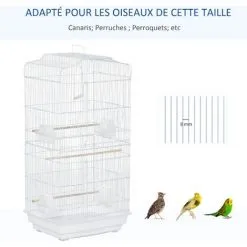 PawHut Cage à Oiseaux Volière Avec Mangeoires Perchoirs Plateau Amovible 2 Portes Dim. 46,5L X 35,5l X 92H Cm Métal Blanc - Blanc 8 PawHut Cage à Oiseaux Volière Avec Mangeoires Perchoirs Plateau Amovible 2 Portes Dim. 46,5L X 35,5l X 92H Cm Métal Blanc - Blanc -PawHut Soldes Boutique 37865191 4