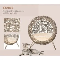 PawHut Panier Chat Lit Chat Cosy Grand Confort Dim. Ø 52 X 58H Cm Coussin Moelleux Inclus Résine Tressée Imitation Rotin Grège - Grège 8 PawHut Panier Chat Lit Chat Cosy Grand Confort Dim. Ø 52 X 58H Cm Coussin Moelleux Inclus Résine Tressée Imitation Rotin Grège - Grège -PawHut Soldes Boutique 37948947 4
