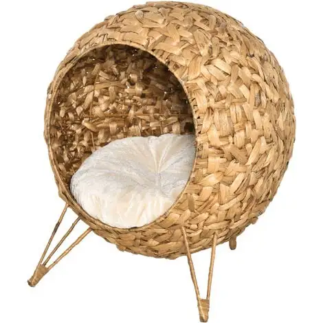 PawHut Panier Chat Lit Chat Cosy Grand Confort Dim. Ø 52 X 58H Cm Coussin Moelleux Inclus Jacinthe D'eau 1 PawHut Panier Chat Lit Chat Cosy Grand Confort Dim. Ø 52 X 58H Cm Coussin Moelleux Inclus Jacinthe D'eau