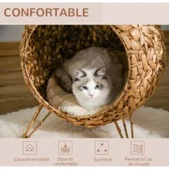 PawHut Panier Chat Lit Chat Cosy Grand Confort Dim. Ø 52 X 58H Cm Coussin Moelleux Inclus Jacinthe D'eau 8 PawHut Panier Chat Lit Chat Cosy Grand Confort Dim. Ø 52 X 58H Cm Coussin Moelleux Inclus Jacinthe D'eau -PawHut Soldes Boutique 37948948 4