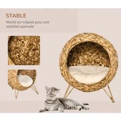 PawHut Panier Chat Lit Chat Cosy Grand Confort Dim. Ø 52 X 58H Cm Coussin Moelleux Inclus Jacinthe D'eau 9 PawHut Panier Chat Lit Chat Cosy Grand Confort Dim. Ø 52 X 58H Cm Coussin Moelleux Inclus Jacinthe D'eau -PawHut Soldes Boutique 37948948 5