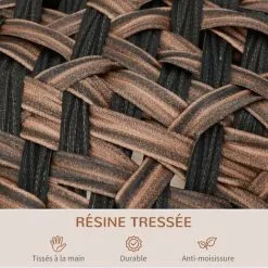 PawHut Panier Chat Lit Chat Cosy Grand Confort Dim. Ø 52 X 58H Cm Coussin Moelleux Inclus Résine Tressée Imitation Rotin Chocolat - Marron -PawHut Soldes Boutique 37972929 5