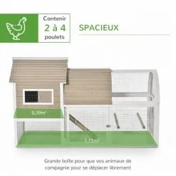 PawHut Poulailler Cottage Cage à Poules Sur Pied Dim. 167L X 109l X 100H Cm Multi-équipement Bois Sapin Blanc Gris - Gris 8 PawHut Poulailler Cottage Cage à Poules Sur Pied Dim. 167L X 109l X 100H Cm Multi-équipement Bois Sapin Blanc Gris - Gris -PawHut Soldes Boutique 38154195 4