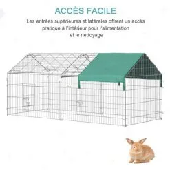 PawHut Parc Enclos Métal époxy Cage Extérieure Dim. 2,20L X 1,03l X 1,03H M 3 Portes Et Trappe Surface Abrité PE Vert - Vert -PawHut Soldes Boutique 38927036 5