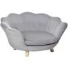 PawHut Canapé Chien Lit Pour Chien Design Contemporain Coquillage Coussin Moelleux Amovible Piètement Bois De Pin Gris -PawHut Soldes Boutique 42169142 1