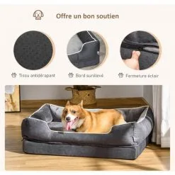 PawHut Lit Pour Animaux De Compagnie Panier Pour Chien Orthopédique Mousse à Mémoire De Forme Avec Housse Lavable Amovible Gris -PawHut Soldes Boutique 42169146 5