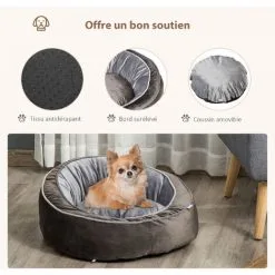 PawHut Panier Pour Chien Lit Pour Animaux De Compagnie Velours Hollandais Coton PP Gris - Gris 9 PawHut Panier Pour Chien Lit Pour Animaux De Compagnie Velours Hollandais Coton PP Gris - Gris -PawHut Soldes Boutique 42169152 5
