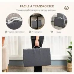 PawHut Coussin Matelas Chien Ou Chat Lit Pliable Portable Déhoussable Lavable Velours Mousse à Mémoire De Forme Gris -PawHut Soldes Boutique 42169153 5
