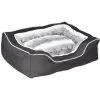 PawHut Panier Chien Lit Pour Animaux Canapé Chien Chat Coussin Amovible Lavable Peluche Coton PP Tissu Polyester Noir Gris