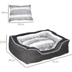 PawHut Panier Chien Lit Pour Animaux Canapé Chien Chat Coussin Amovible Lavable Peluche Coton PP Tissu Polyester Noir Gris 7 PawHut Panier Chien Lit Pour Animaux Canapé Chien Chat Coussin Amovible Lavable Peluche Coton PP Tissu Polyester Noir Gris -PawHut Soldes Boutique 42169155 3