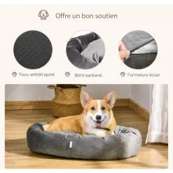 PawHut Lit Pour Chien Chat Panier Pour Chien Orthopédique Rembourrage Coton PP Housse Lavable Amovible Gris -PawHut Soldes Boutique 42169156 5
